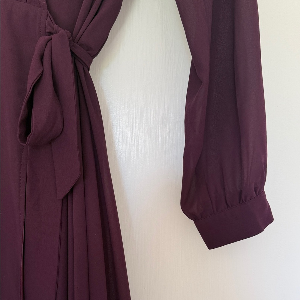 Plum Wrap Maxi Dress with Long Sleeves